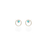 Zoë Chicco 14kt White Gold Circle Turquoise Prong Stud Earrings