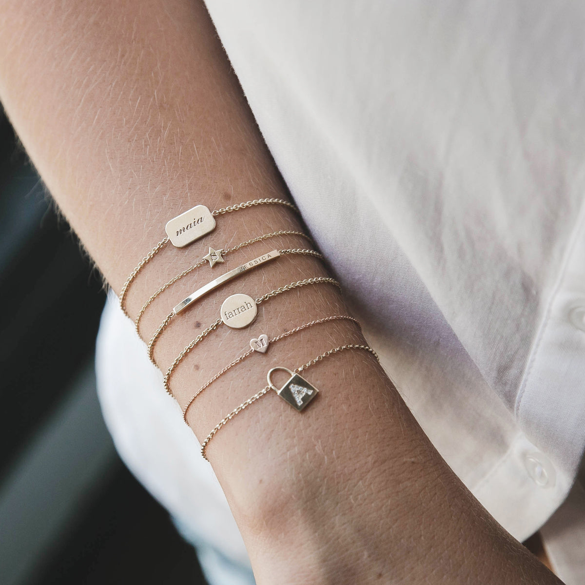 14k Gold Initial Heart Bracelet