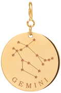 14k gold constellation & zodiac medium disc charm on spring ring