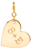 14k Engraved 2 Initials Medium Heart Charm on Spring Ring
