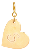 14k Cursive Initial Medium Heart Charm Pendant on Spring Ring