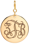 14k Monogram Medium Disc Charm on Spring Ring