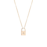 Zoe Chicco 14kt Gold Star Set Diamond Padlock Necklace