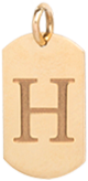 14k Small Engraved Initial Dog Tag Charm Pendant