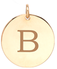 14k Engraved Initial Medium Disc Charm Pendant