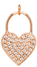 14k Pavé Diamond Heart Padlock Charm Pendant