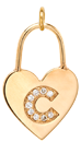14k Pavé Diamond Initial Letter Heart Padlock Charm