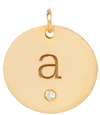 14k Initial & Diamond Medium Disc Charm