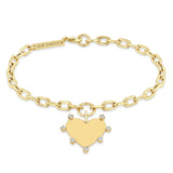 Zoë Chicco 14k 7 Prong Diamond Heart Charm Medium Square Oval Chain Bracelet