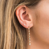 14k Linked Mixed Diamond Long Drop Earrings