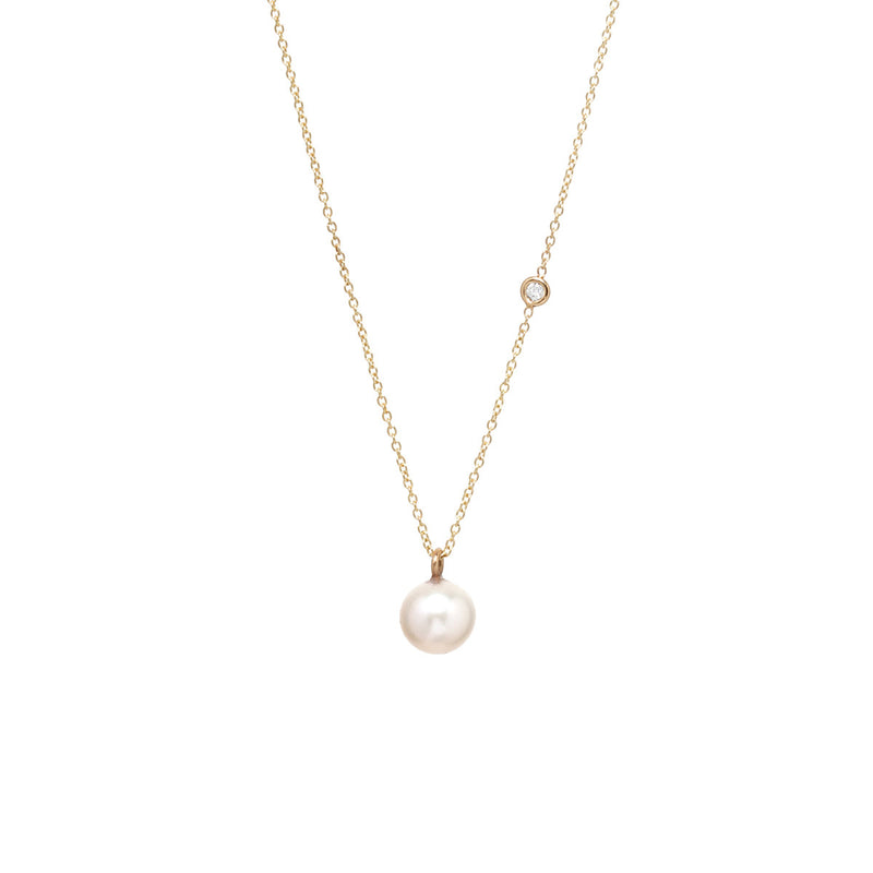 Zoë Chicco 14kt Yellow Gold Large Pearl and Diamond Necklace