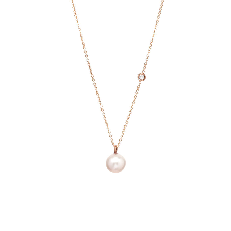 Zoë Chicco 14kt Rose Gold Large Pearl and Diamond Necklace