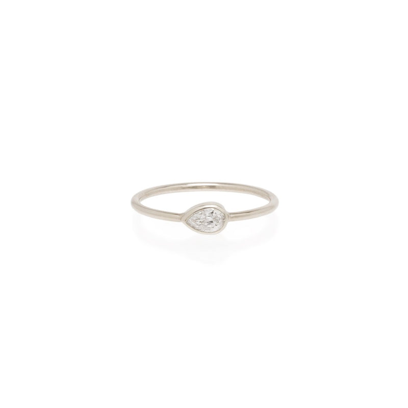 14k Horizontal Pear Diamond Ring