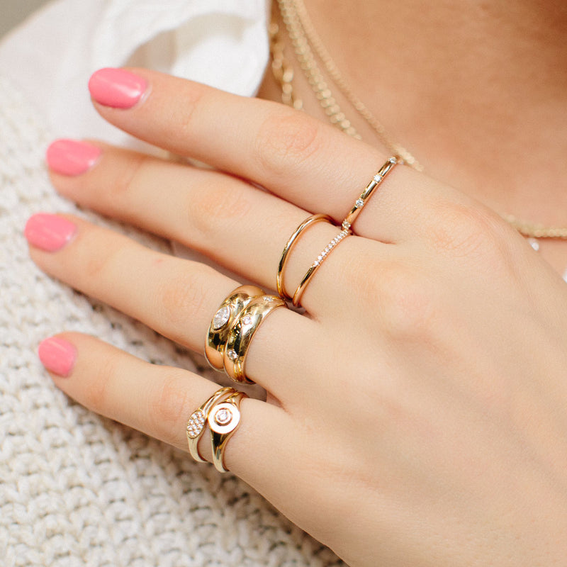 Chunky Rings for Women - Gold Plated Rings for Women, Chunky Gold Ring  Bands, Gold Stacking Rings