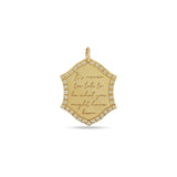 Zoë Chicco 14k Gold Engraved Mantra Shield with Diamond Border Charm Pendant