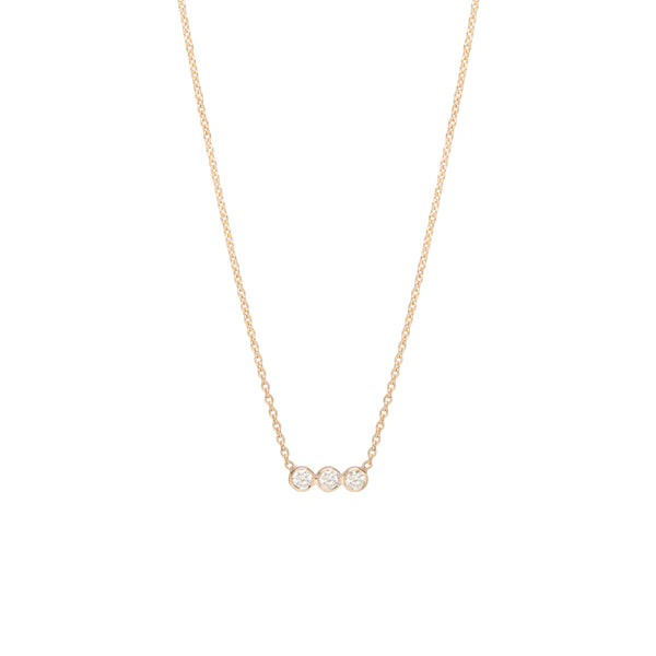 Zoë Chicco 14kt Gold 3 Diamond Bezel Horizontal Bar Necklace
