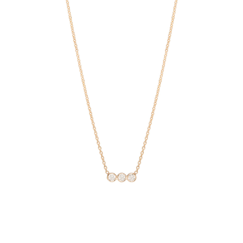 Zoë Chicco 14kt Gold 3 Diamond Bezel Horizontal Bar Necklace