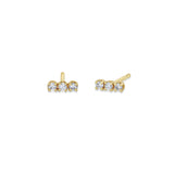 Zoë Chicco 14k Gold 3 Small Prong Diamond Bar Stud Earrings