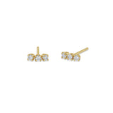 Zoë Chicco 14k Gold 3 Prong Diamond Bar Stud Earrings