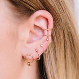 14k Thick Huggie Hoops with Prong Diamond