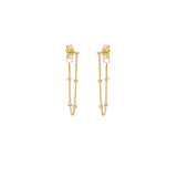 14k Satellite Chain Drop Loop Earrings