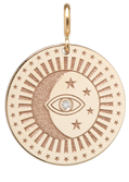 14k Small Celestial Protection Medallion Charm with Spring Ring