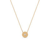 Zoë Chicco 14k Gold Princess Diamond Small Disc Pendant Necklace