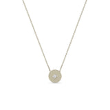 Zoë Chicco 14k White Gold Princess Diamond Small Disc Pendant Necklace