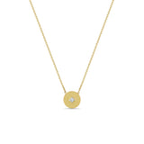 Zoë Chicco 14k Yellow Gold Princess Diamond Small Disc Pendant Necklace