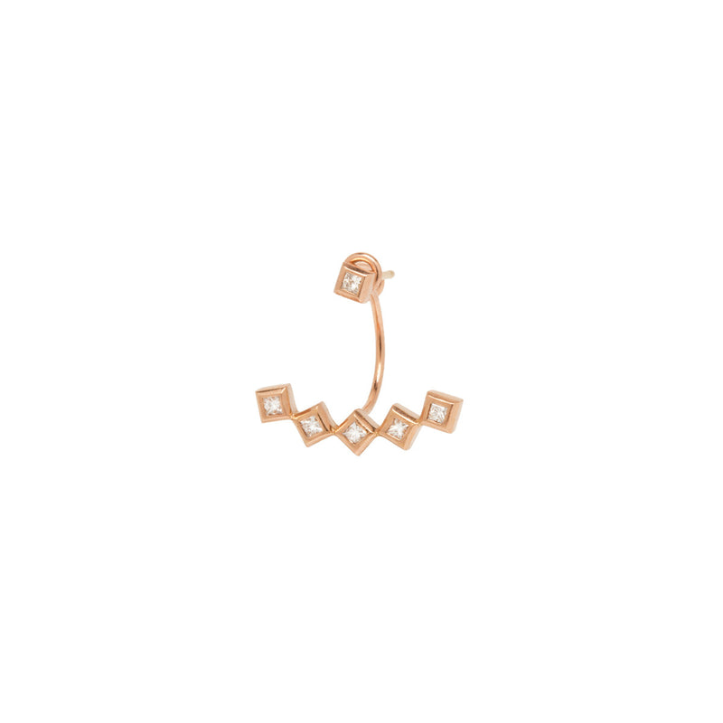Zoë Chicco 14kt Rose Gold 5 Princess Cut White Diamond Stud Charm with Stud Earring