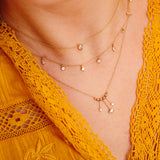 14k Mixed Cut Diamond Dangle Necklace