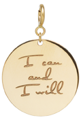 14k small mantra medallion disc charm on spring ring
