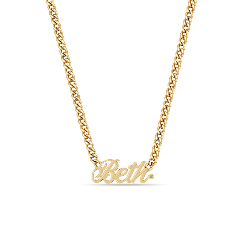Zoë Chicco 14k Gold Script Letter Custom Name Curb Chain Necklace