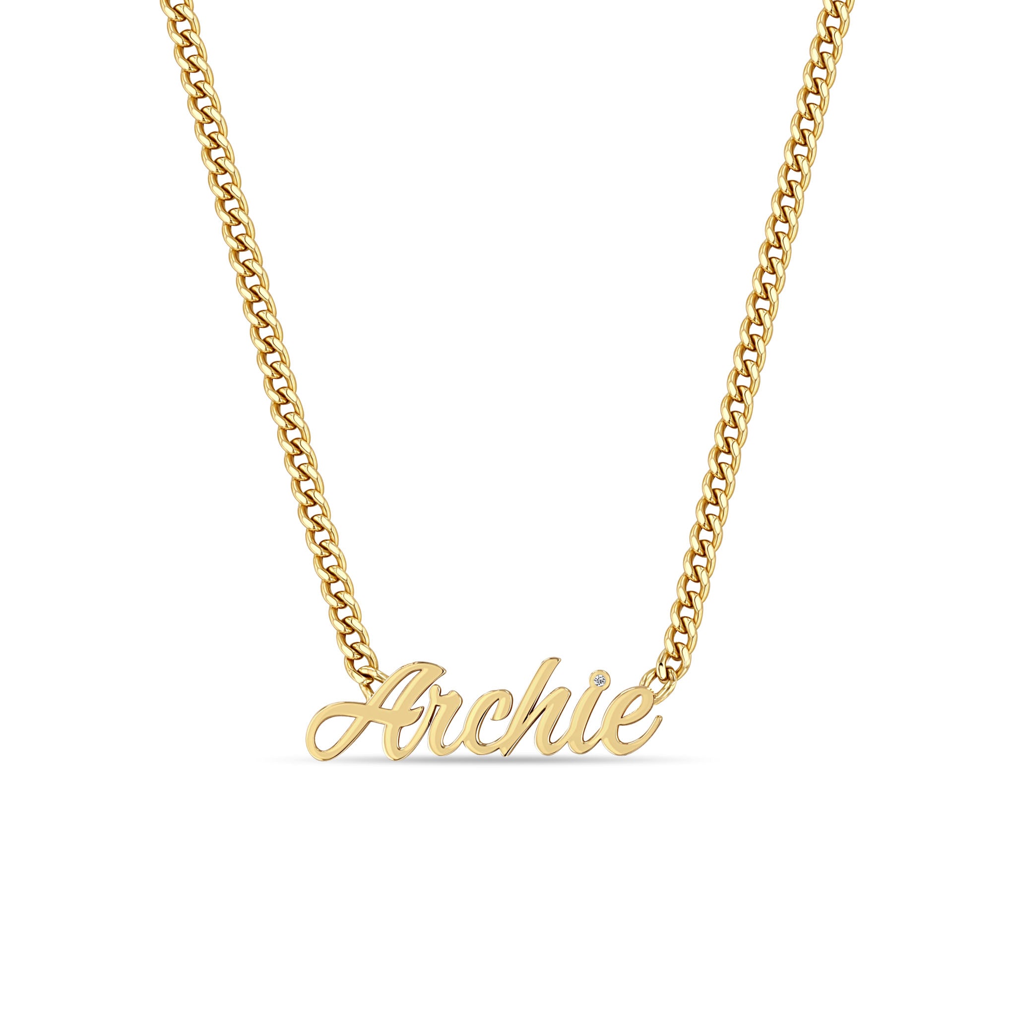 Zoë Chicco 14k Gold Script Letter Custom Name Curb Chain Necklace – ZOË ...