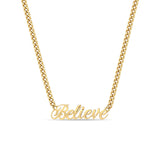 Zoë Chicco 14k Gold Script Letter "Believe" Small Curb Chain Necklace