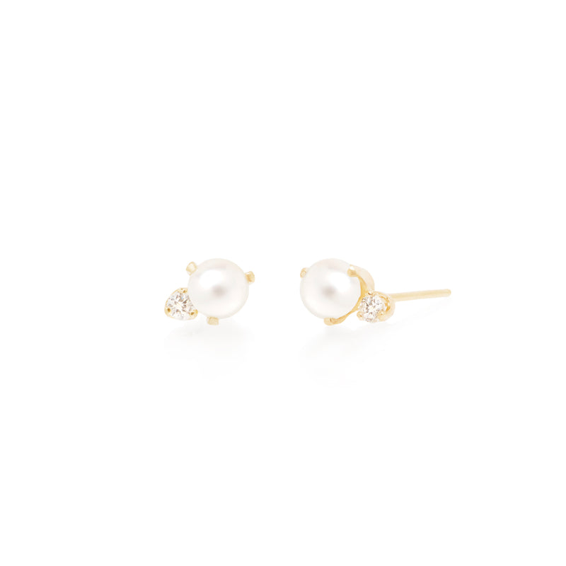 Zoë Chicco 14k Gold Pearl & Diamond Stud Earrings