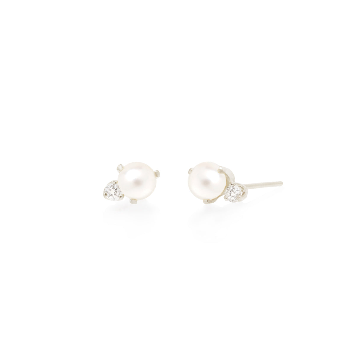 Zoë Chicco 14k Gold Pearl & Diamond Stud Earrings