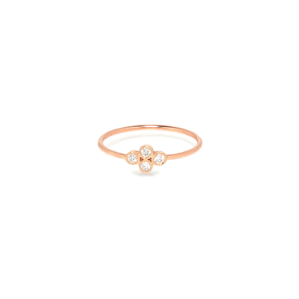 Zoë Chicco 14kt Rose Gold Horizontal Diamond Quad Ring