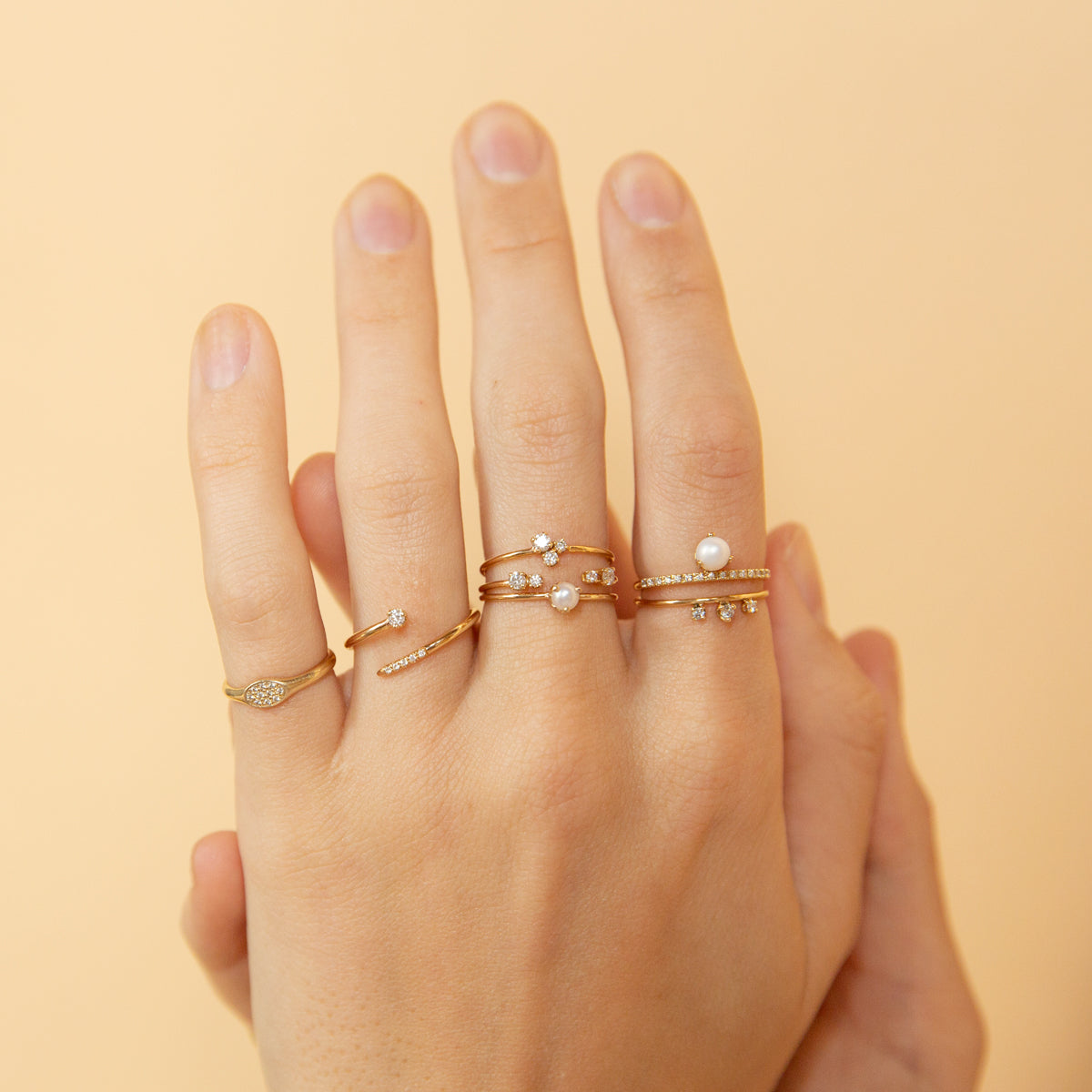 14k Prong & Pavé Diamond Bypass Ring