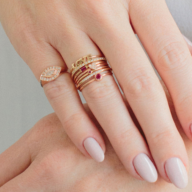 Deco Three Stone Engraved Ruby Baguette Diamond Engagement Ring – Kirk Kara