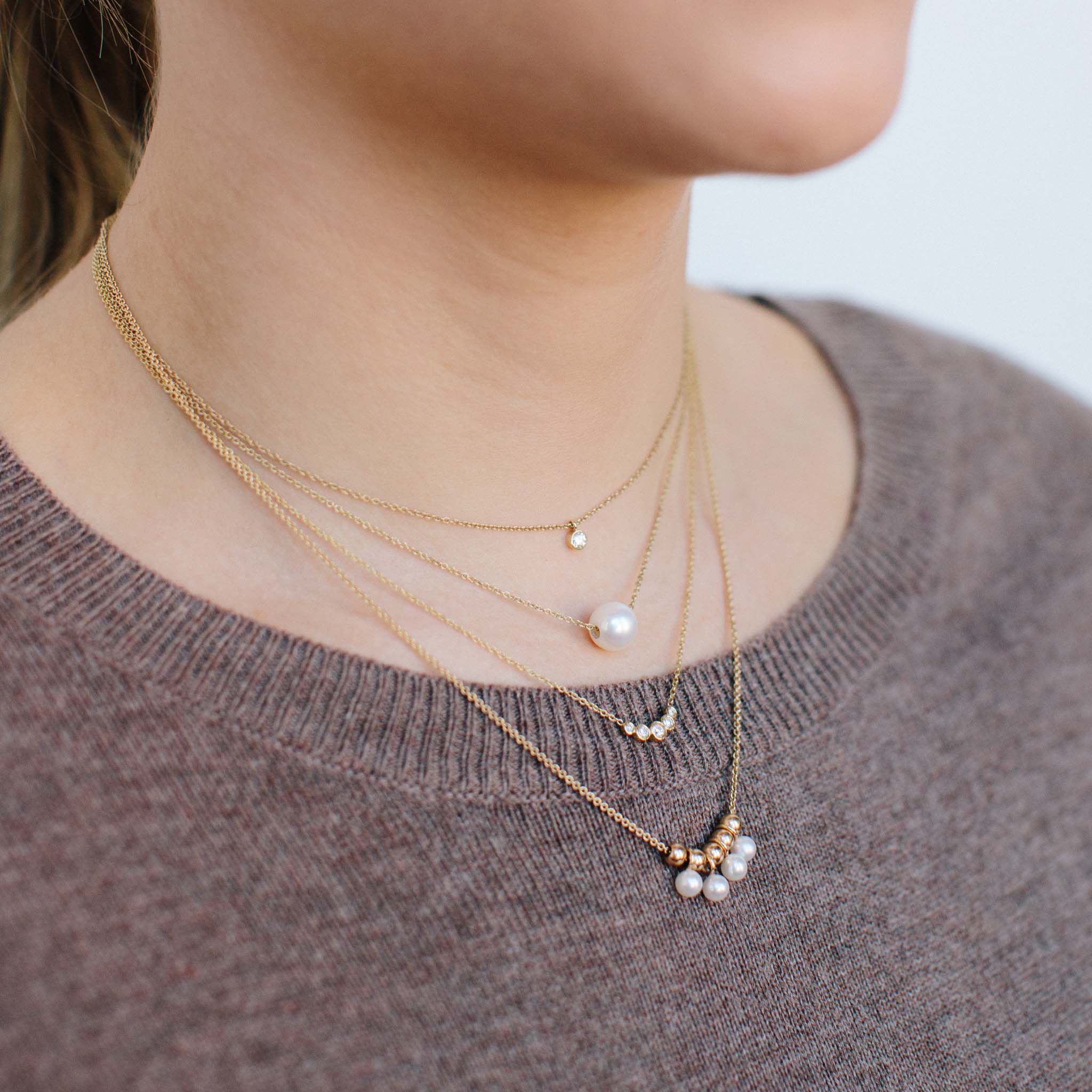 14k Single Diamond Bezel Pendant Necklace