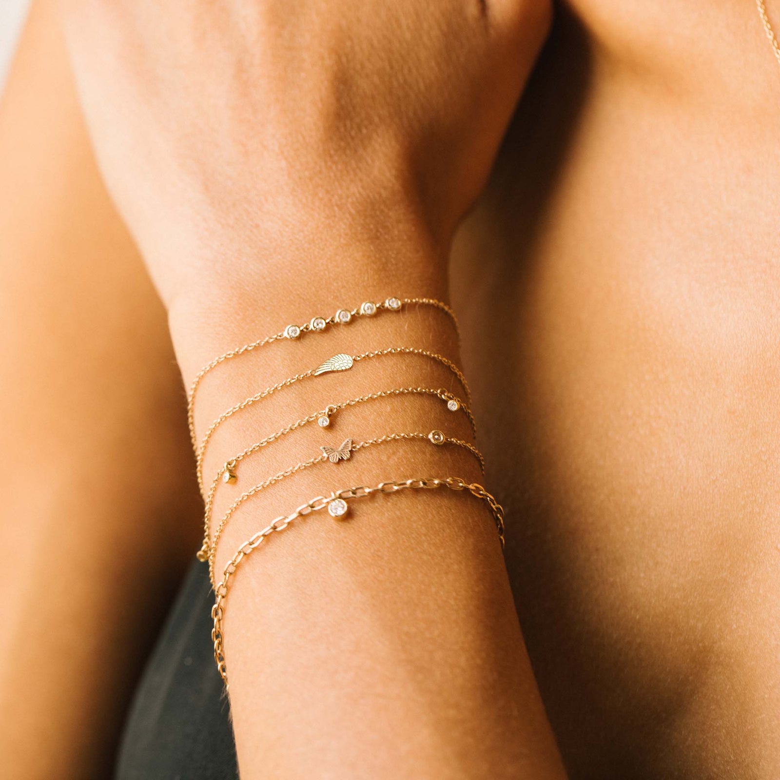 Zoe Chicco ブレスレット 14K ゴールド バタフライ きのこ Zoe Chicco ブレスレット 14K ゴールド バタフライ きのこ (ZOE