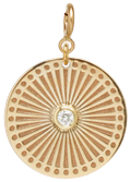 14k small sunbeam medallion disc charm with spring ring