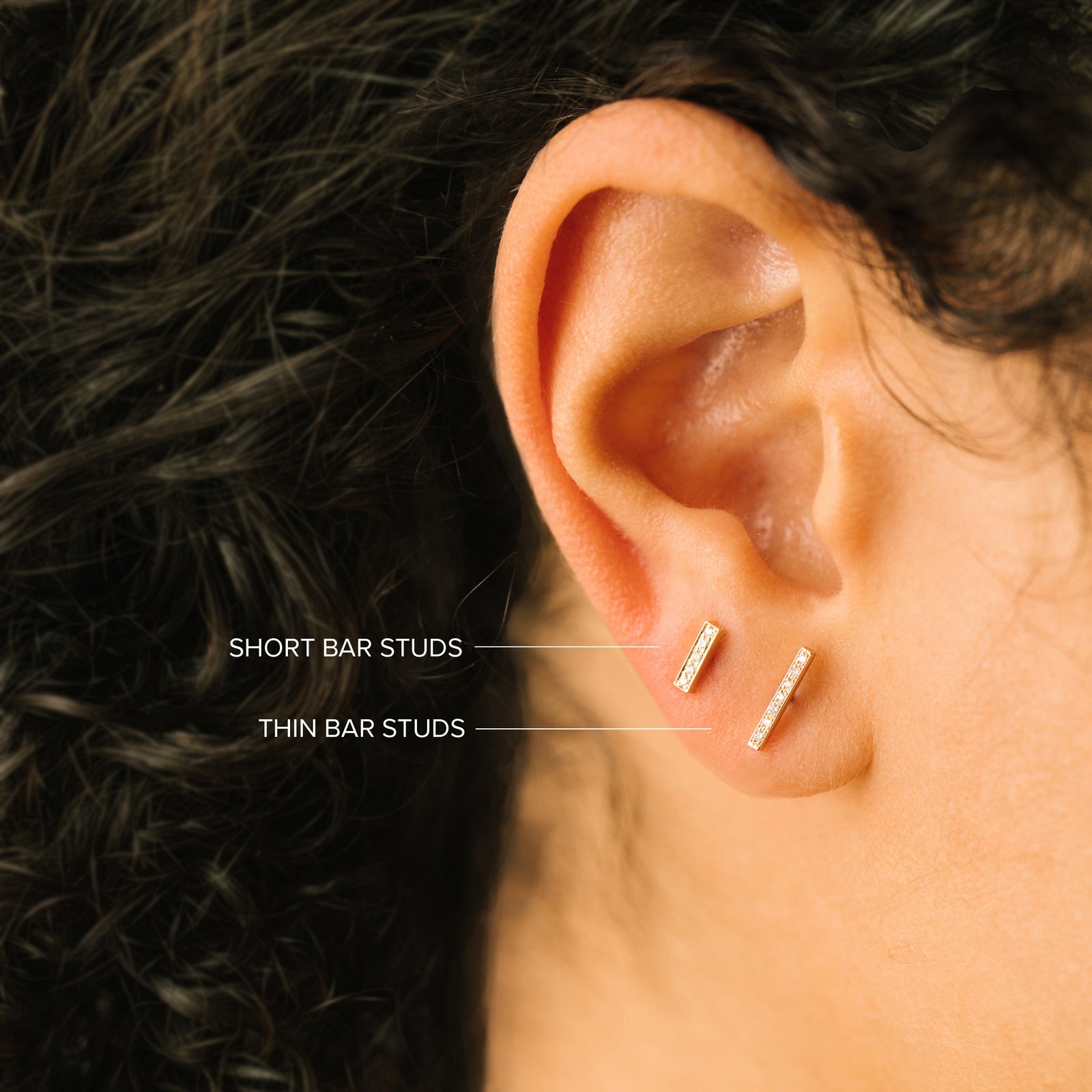Zoe Chicco 14k Gold Pave Diamond Bar Stud Earrings ZOE CHICCO