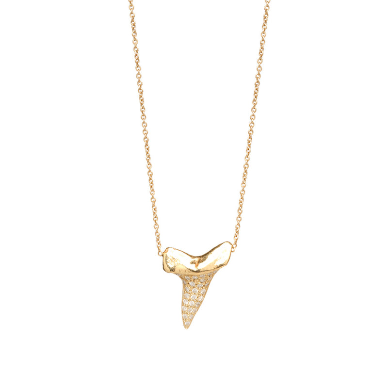 14k Pavé Diamond Shark's Tooth Necklace
