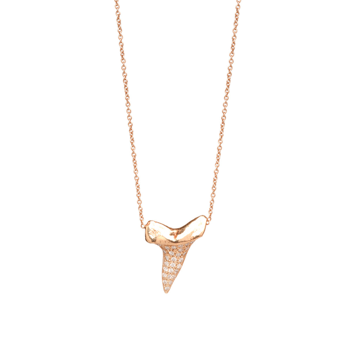 14k Pavé Diamond Shark's Tooth Necklace