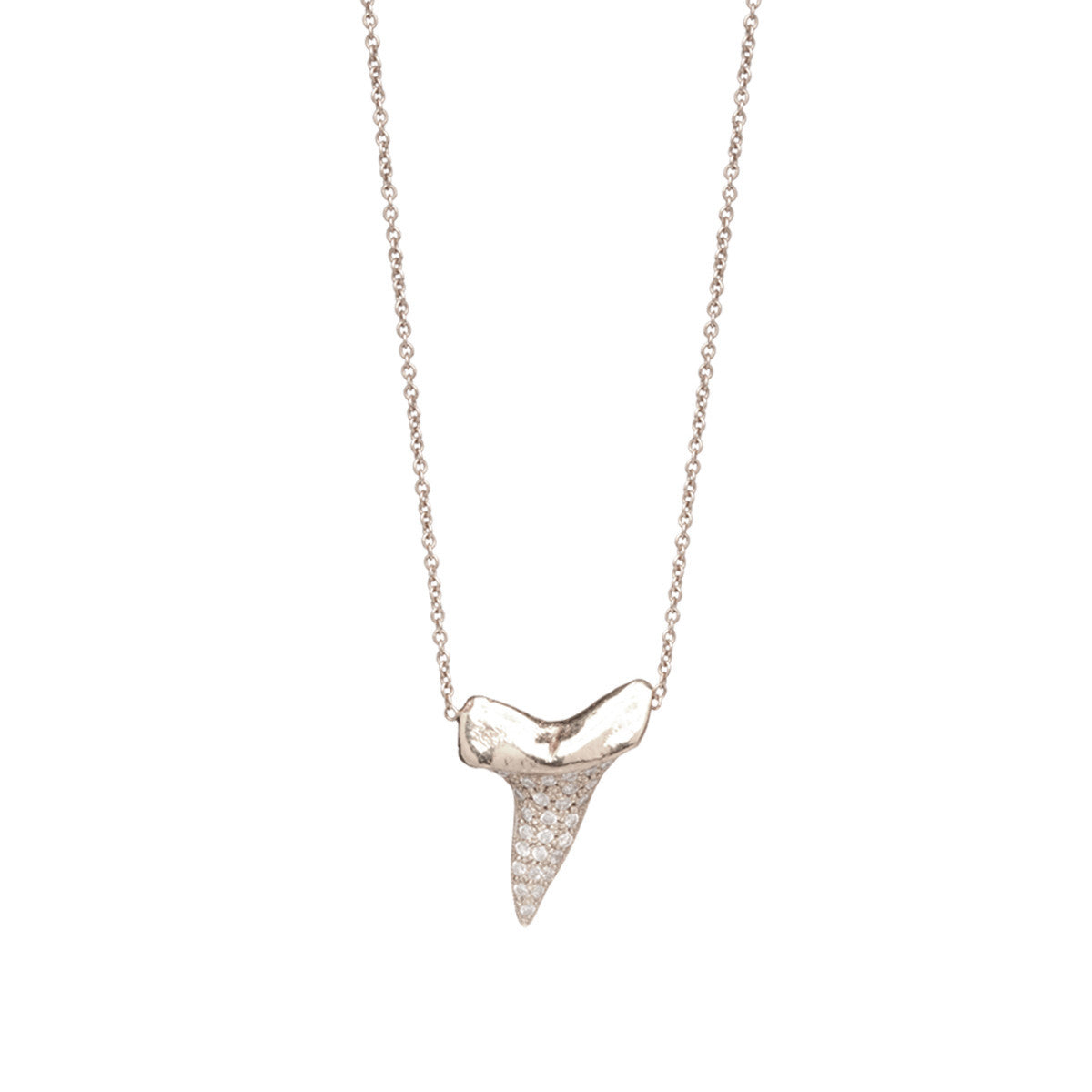 14k Pavé Diamond Shark's Tooth Necklace