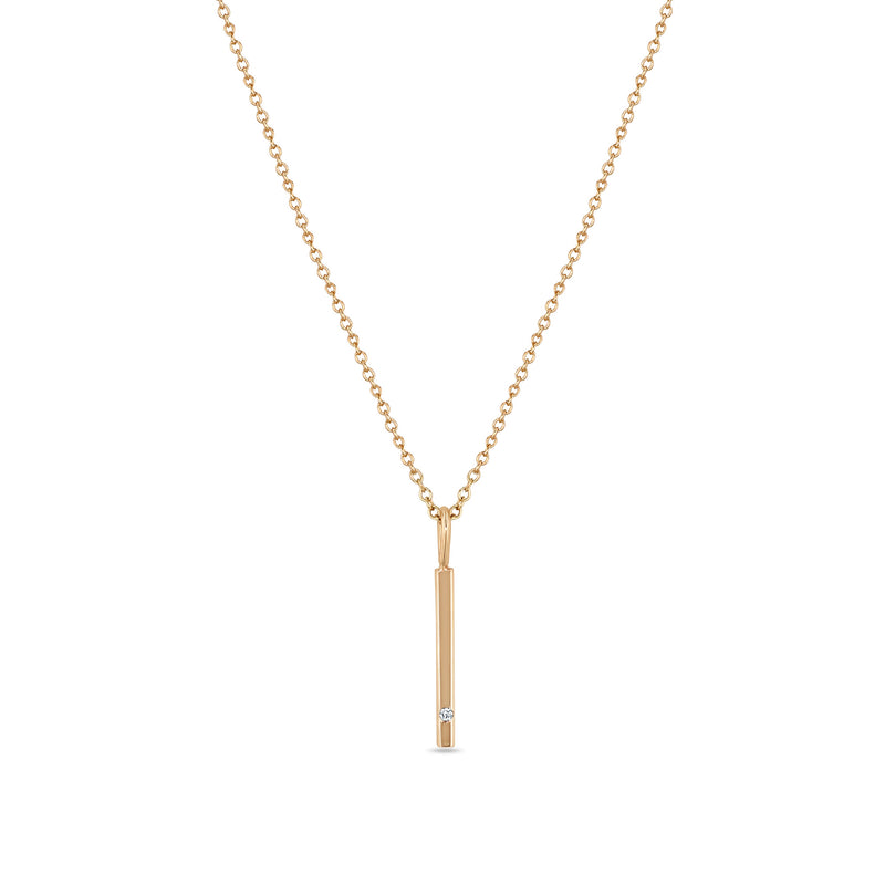 Zoë Chicco 14k Rose Gold Single Diamond Vertical Bar Pendant Necklace