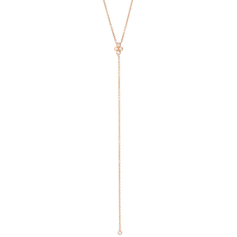 14k Diamond Bezel Quad Lariat Necklace