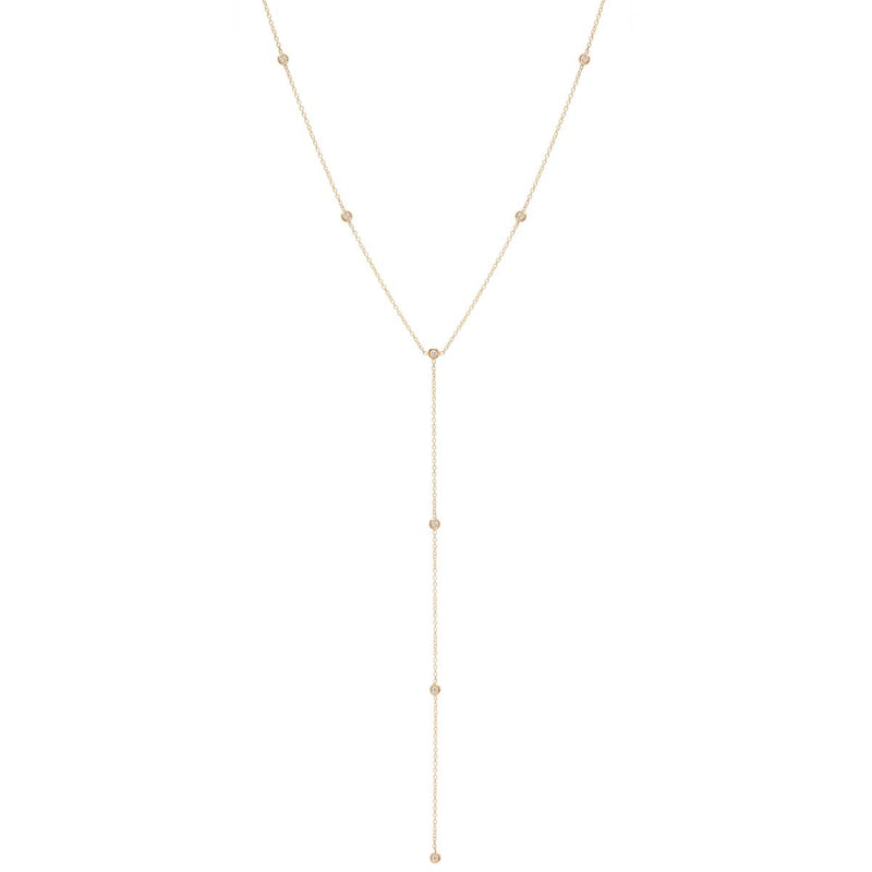 Zoë Chicco 14kt Yellow Gold Floating Diamonds Lariat Necklace